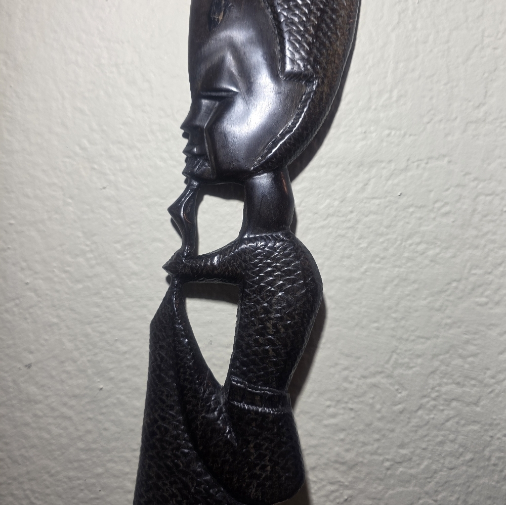 Hand-Carved African Wooden Wall Art Sculpture Vintage Tribal Home Décor - Picture 3 of 4